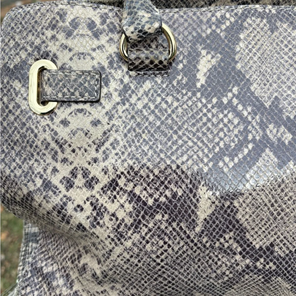 Michael Kors Gray and Tan Snake Print Satchel/Shoulder Bag